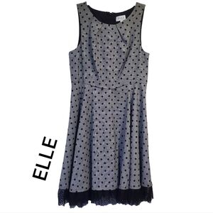 ELLE Women's Sleeveless Dress Midi Polka Dot Size 14